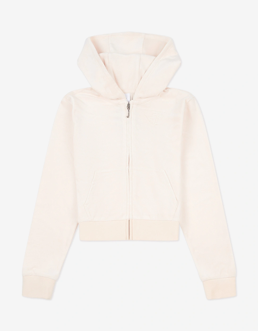 Girls Tonal Velour Zip Up Top in Beige, 6 of 5