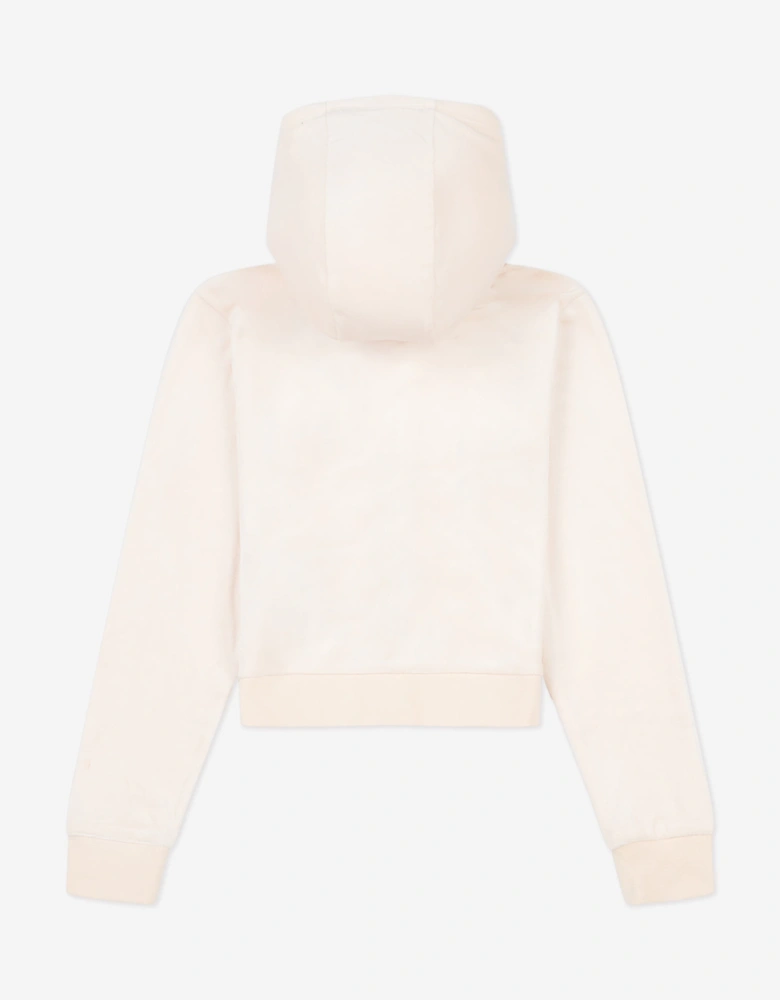 Girls Tonal Velour Zip Up Top in Beige