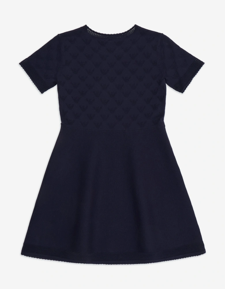 Girls Fine Knit Dress in Navy