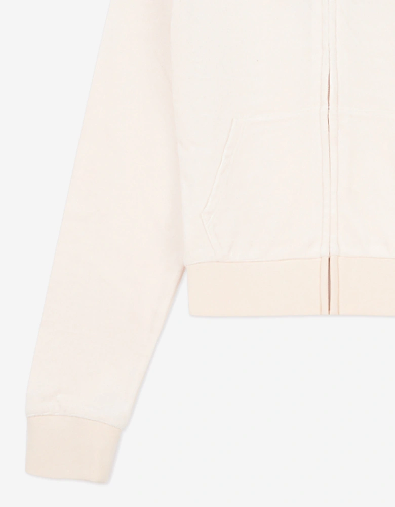 Girls Tonal Velour Zip Up Top in Beige