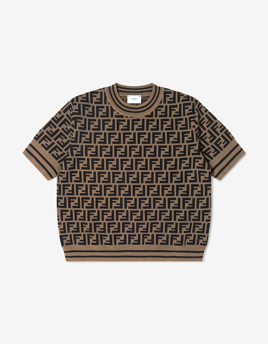 Girls FF Logo Knitted Top in Brown, 6 of 5