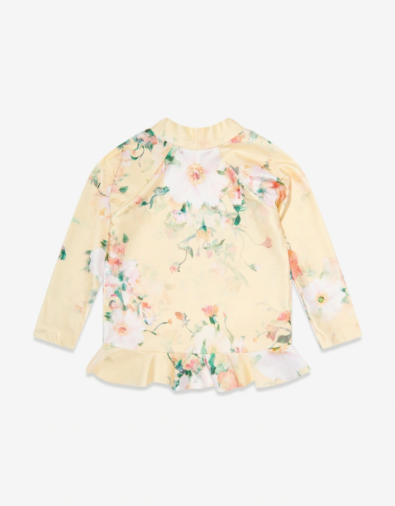 Girls Everley Frill Rash Guard in Yellow