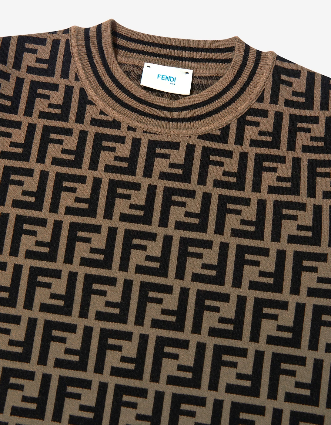 Girls FF Logo Knitted Top in Brown