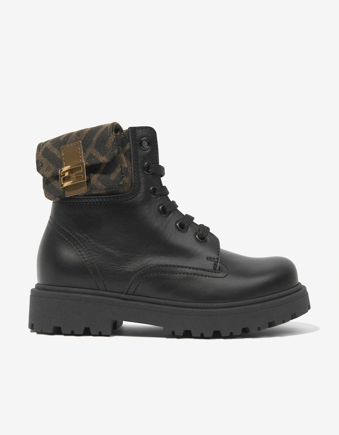 Kids Leather Baguette Biker Boots in Black, 6 of 5