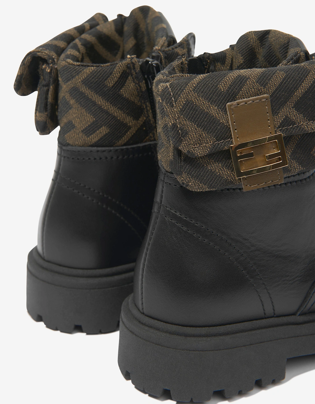 Kids Leather Baguette Biker Boots in Black