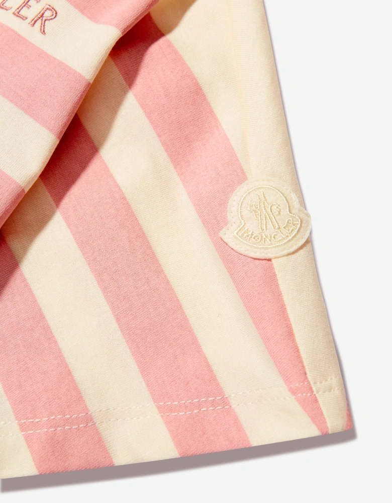 Enfant Girls Striped Logo T-Shirt in Cream
