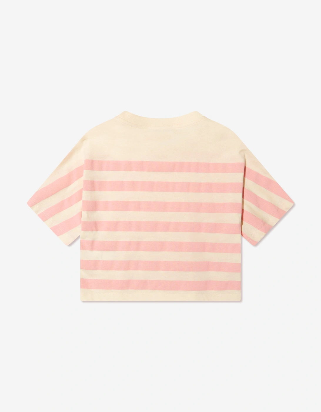 Enfant Girls Striped Logo T-Shirt in Cream