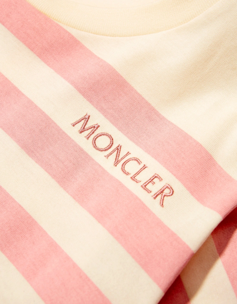 Enfant Girls Striped Logo T-Shirt in Cream