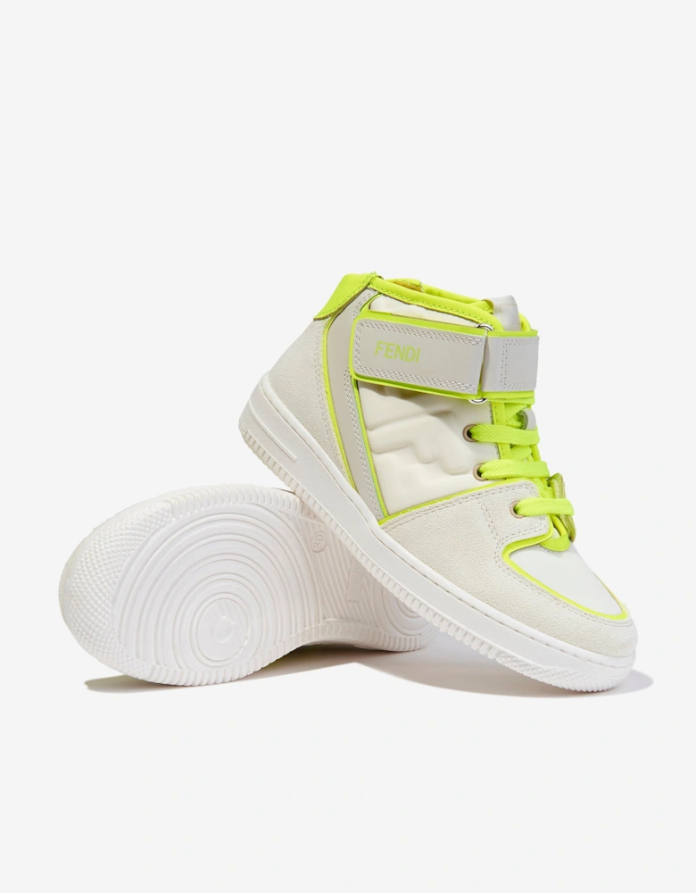 Kids Leather Logo Trainers in Ivory