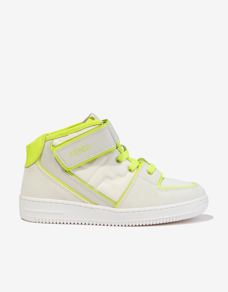 Kids Leather Logo Trainers in Ivory
