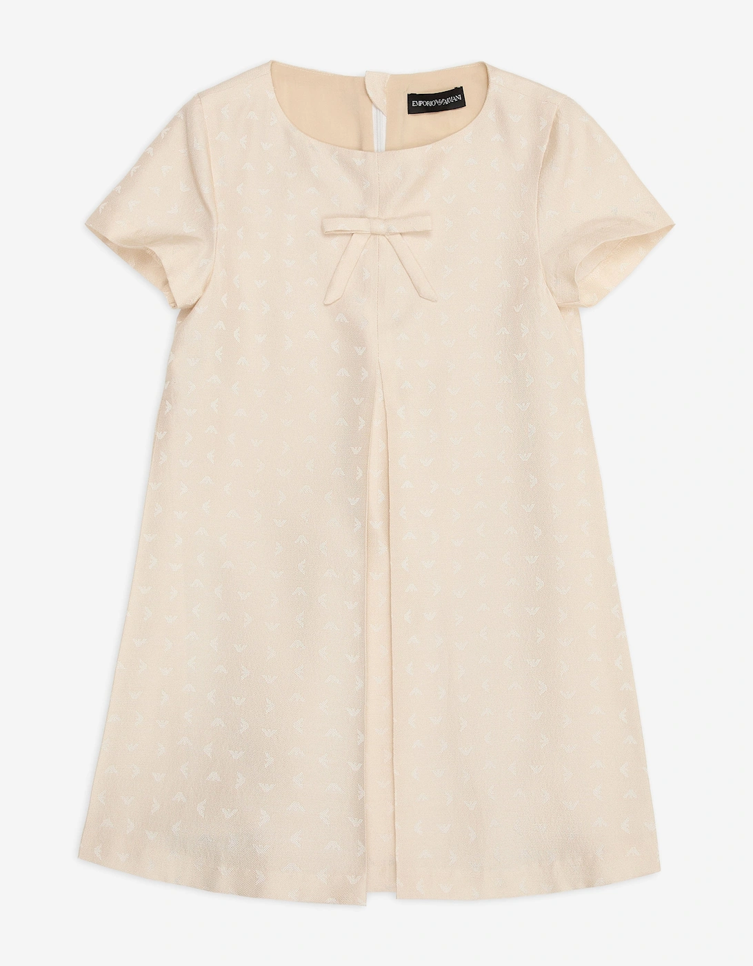 Girls Logo Dress with Pleat in Beige, 5 of 4