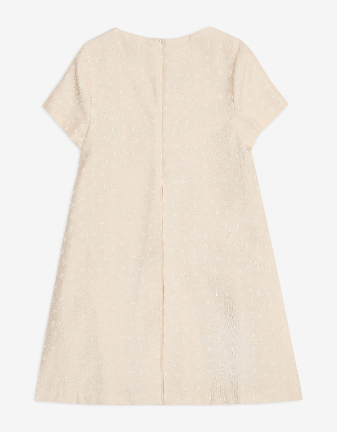 Girls Logo Dress with Pleat in Beige