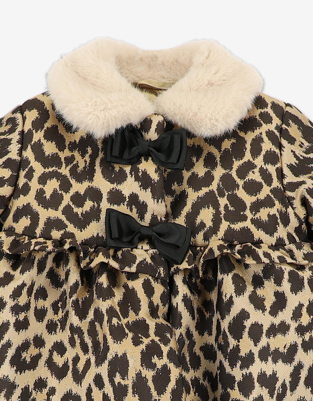 Angels Face Baby Girls Harmony Leopard Coat in Beige