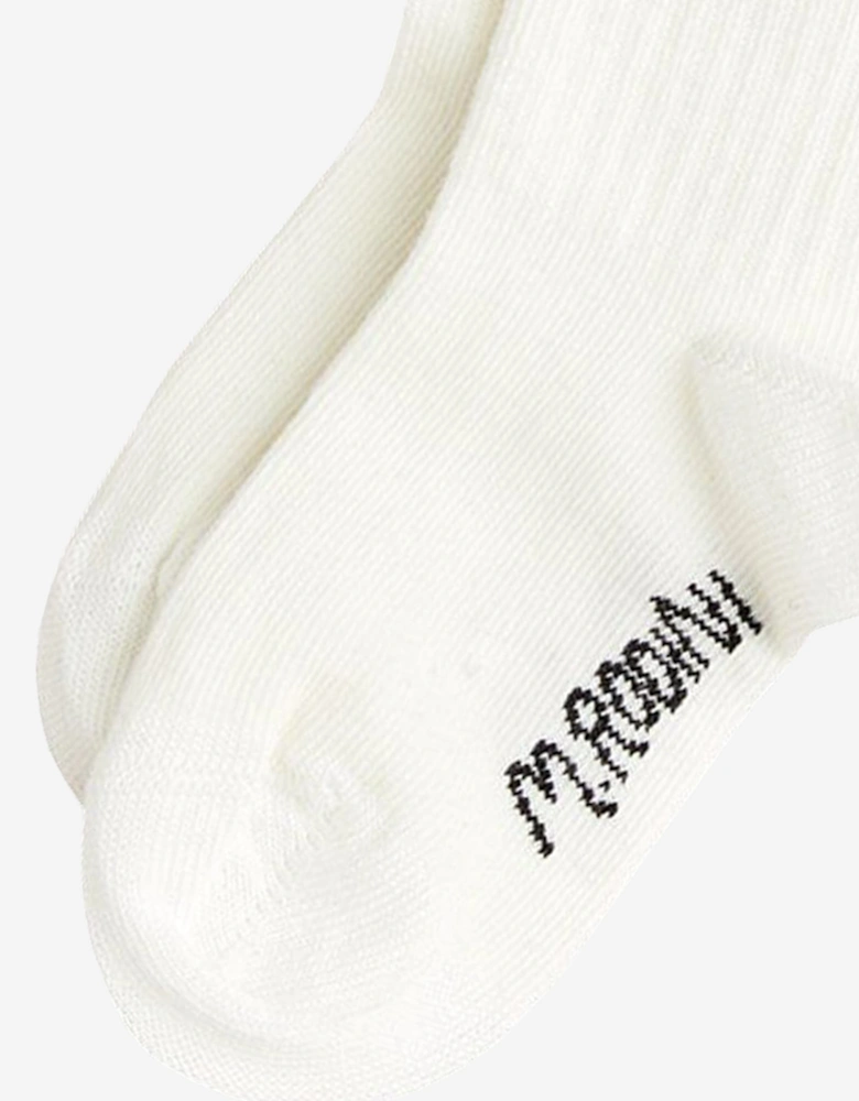 Girls Note Frill Socks in White