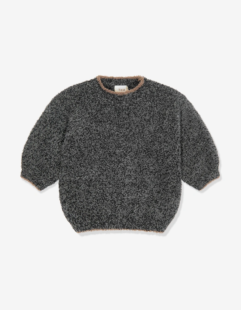 7AM Enfant Baby Fuzzy Boxy Sweater in Black