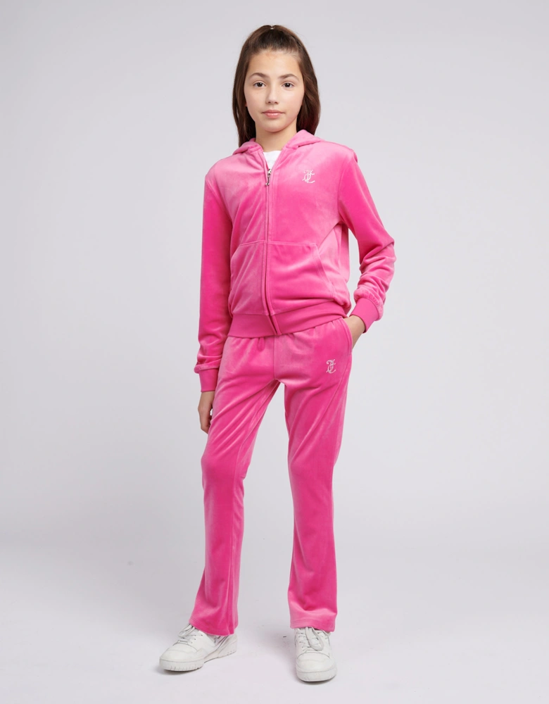 Girls Diamante Bootcut Joggers in Pink