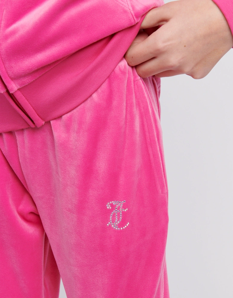 Girls Diamante Bootcut Joggers in Pink