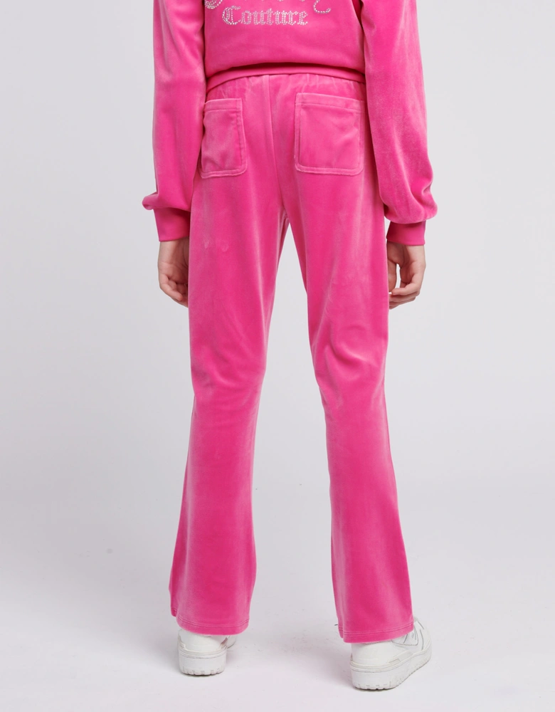 Girls Diamante Bootcut Joggers in Pink
