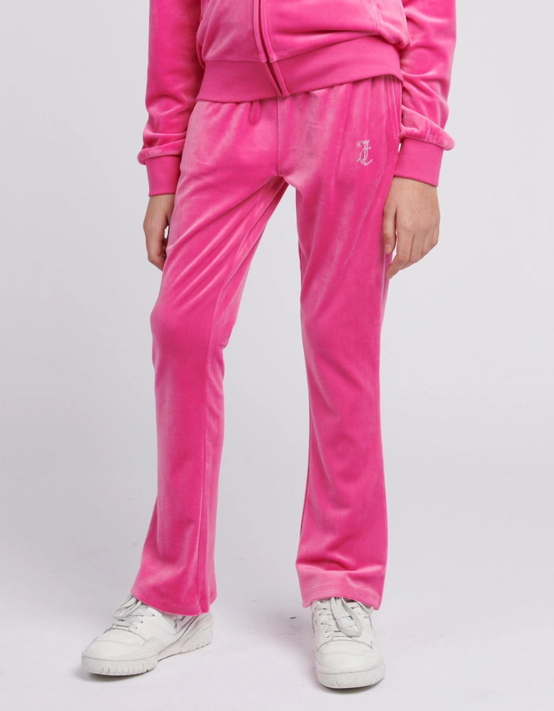 Girls Diamante Bootcut Joggers in Pink