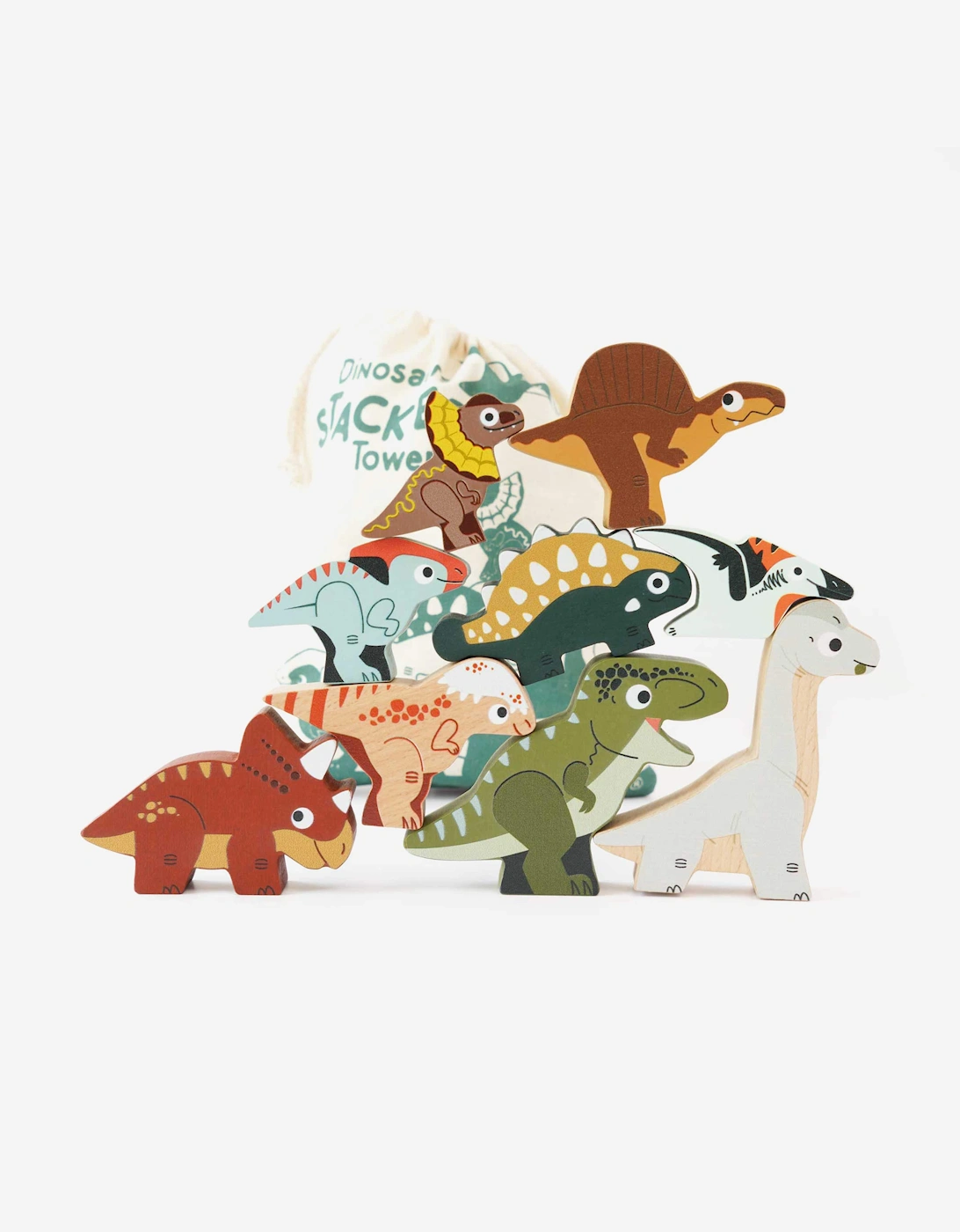 Jurassic Stacking Dinosaurs & Bag-10 Piece (W:9.6 x D:3 x H:7cm)