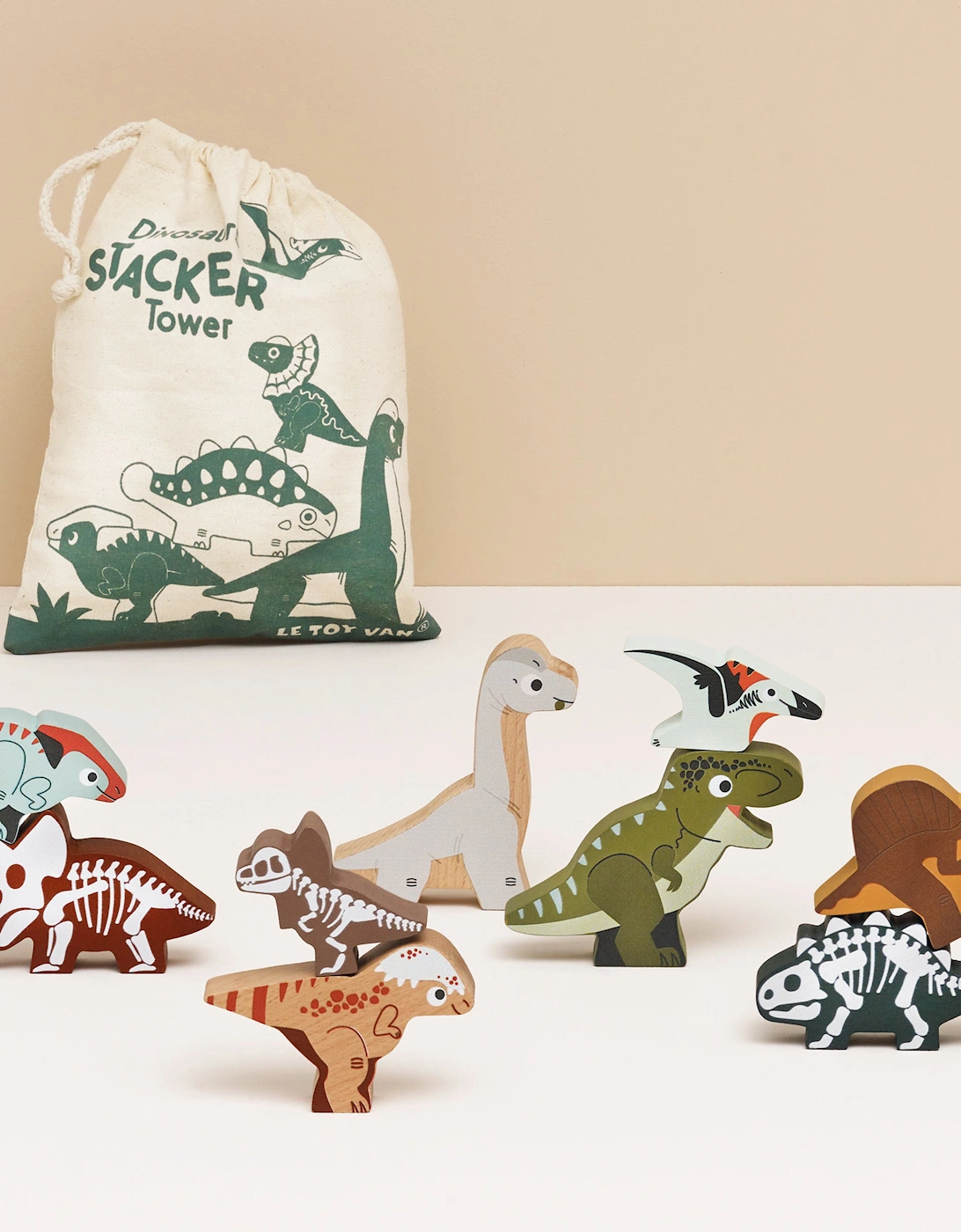 Jurassic Stacking Dinosaurs & Bag-10 Piece (W:9.6 x D:3 x H:7cm)