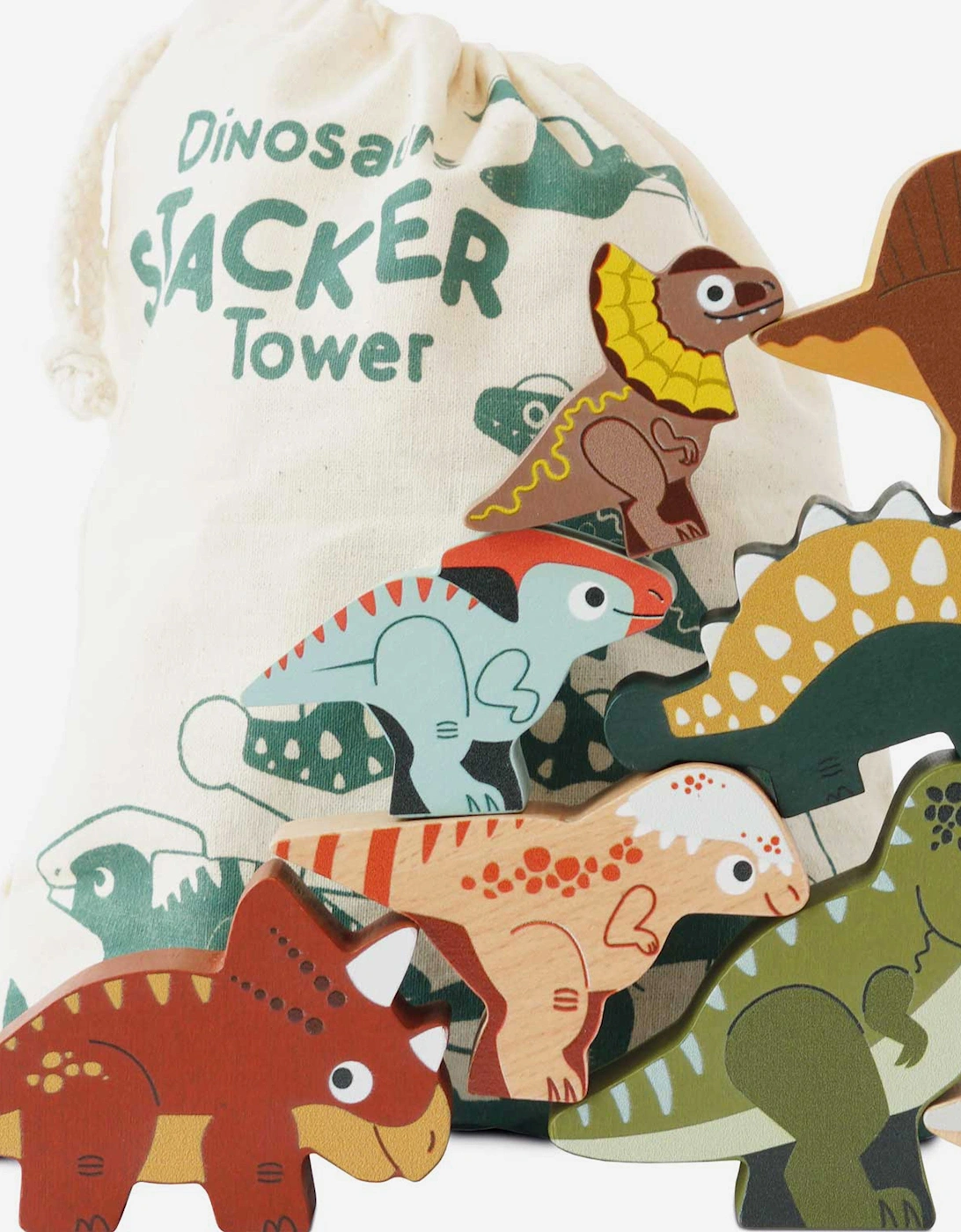 Jurassic Stacking Dinosaurs & Bag-10 Piece (W:9.6 x D:3 x H:7cm)
