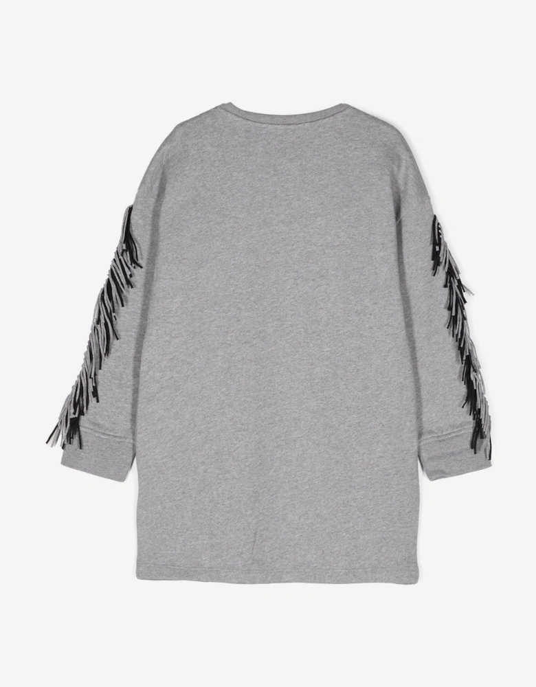 Girls Tassel Star Sweater Dress in Grey