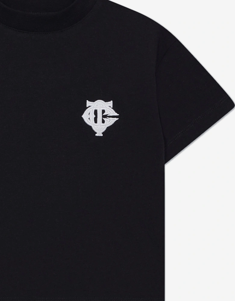 Kids Emblem Applique T-Shirt in Black