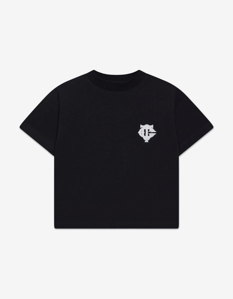 Kids Emblem Applique T-Shirt in Black