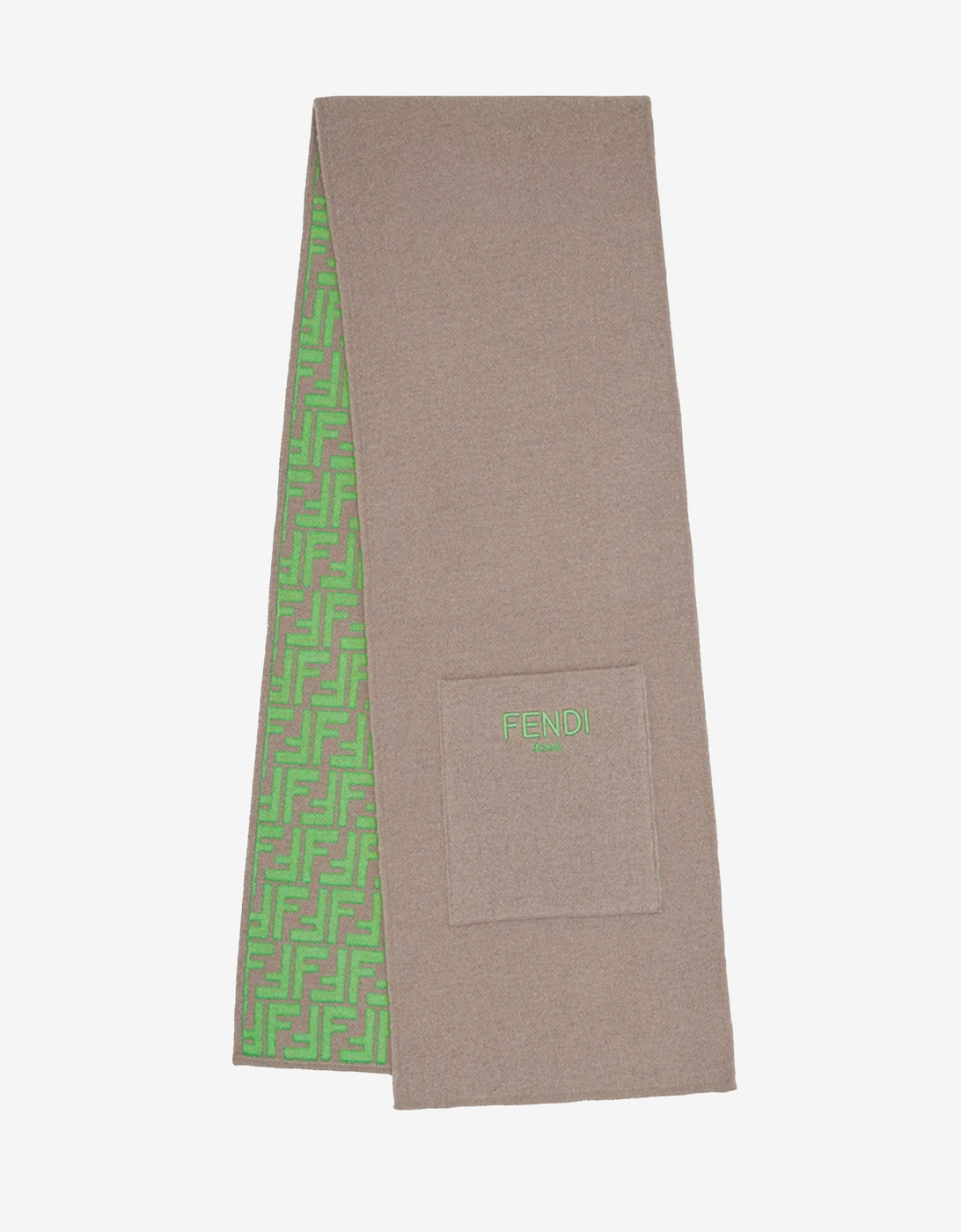 Kids Reversible FF Logo Scarf in Beige, 7 of 6