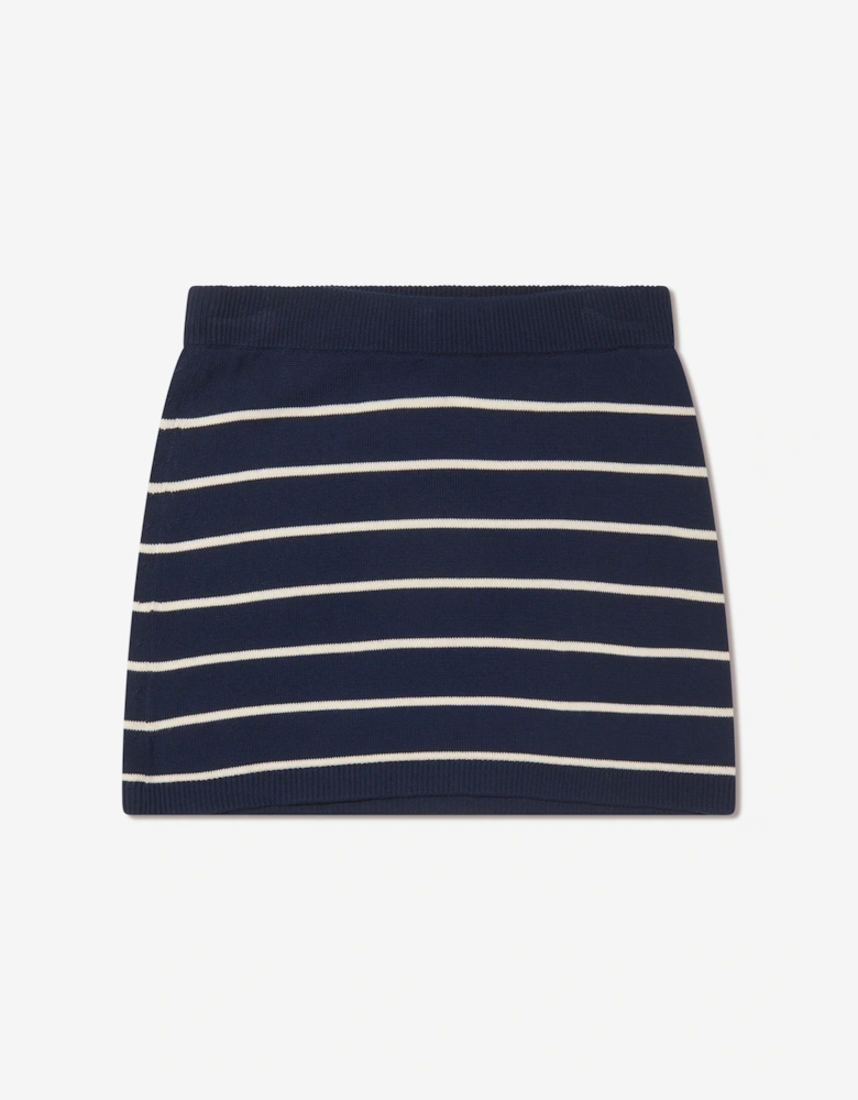 Enfant Girls Striped Hoodie And Skirt Set in Navy