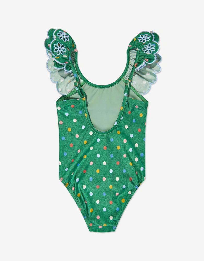 Girls Everley Embroidered Swimsuit in Green