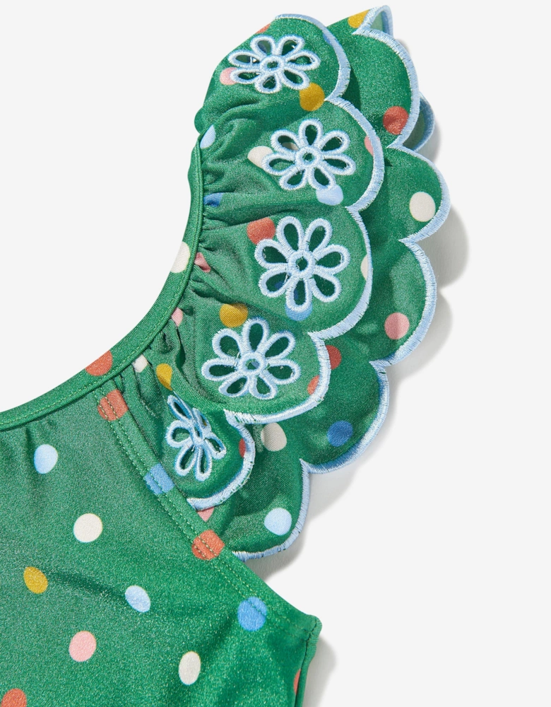 Girls Everley Embroidered Swimsuit in Green