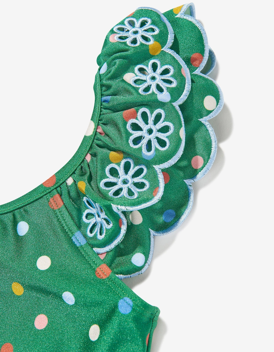 Girls Everley Embroidered Swimsuit in Green