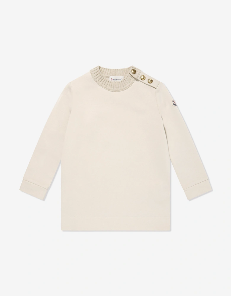 Girls Branded Sweater Dress in Ivory