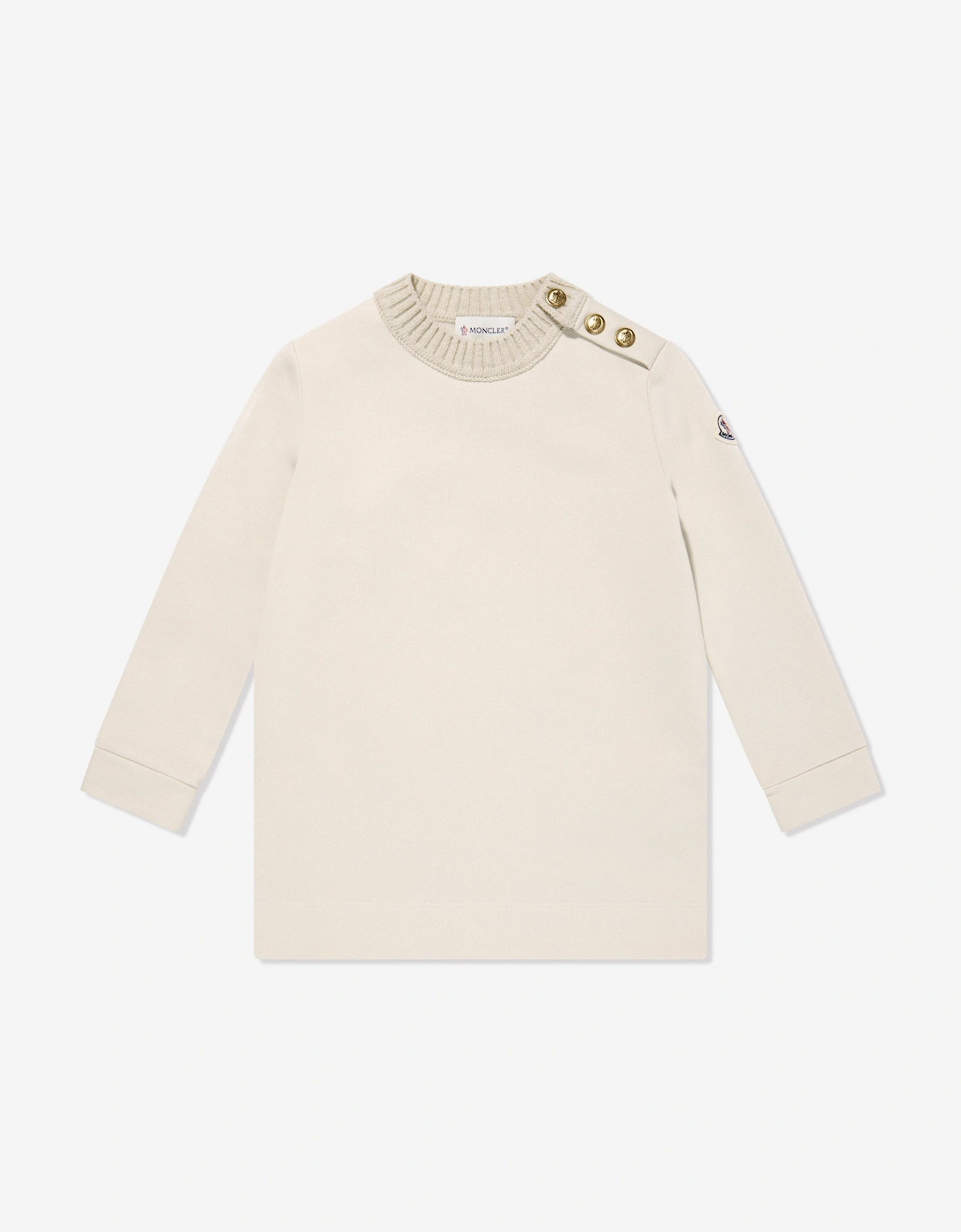 Girl's Moncler Enfant Girls Branded Sweater Dress in Ivory - Cream - Size: 6 years