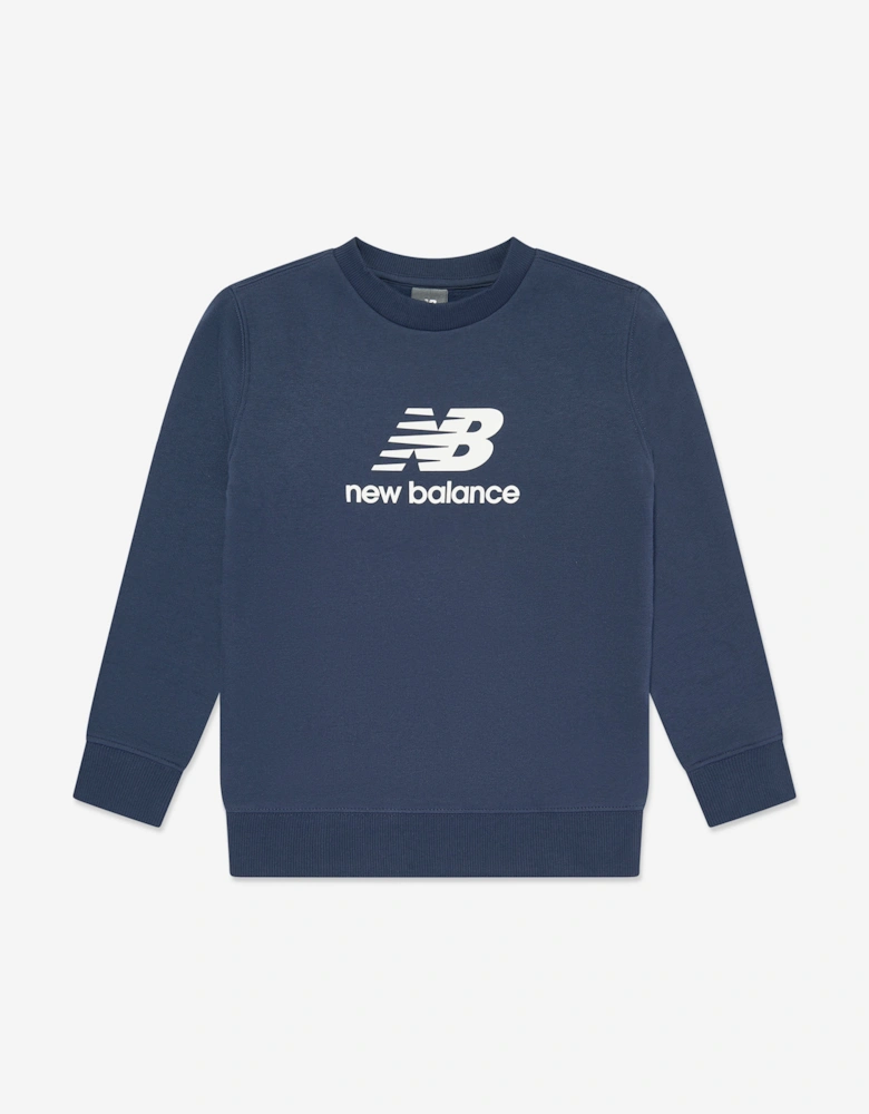 Boys Brush Back Stacked Logo Sweatshirt in Navy