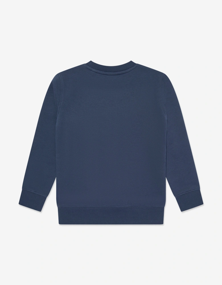 Boys Brush Back Stacked Logo Sweatshirt in Navy