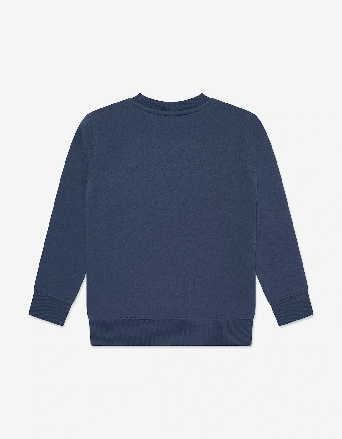 Boys Brush Back Stacked Logo Sweatshirt in Navy
