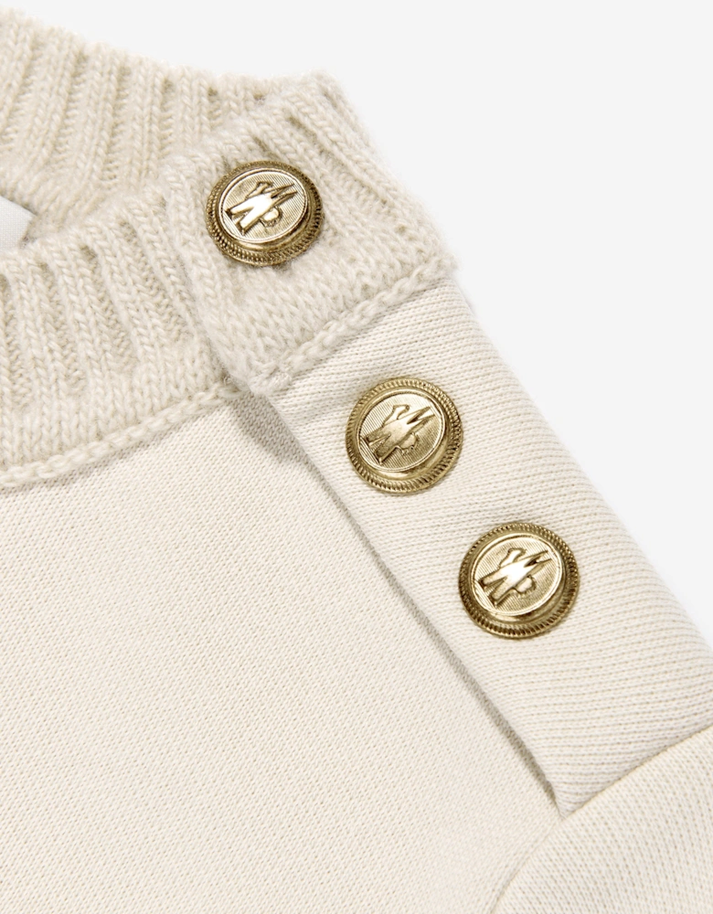 Girls Branded Sweater Dress in Ivory