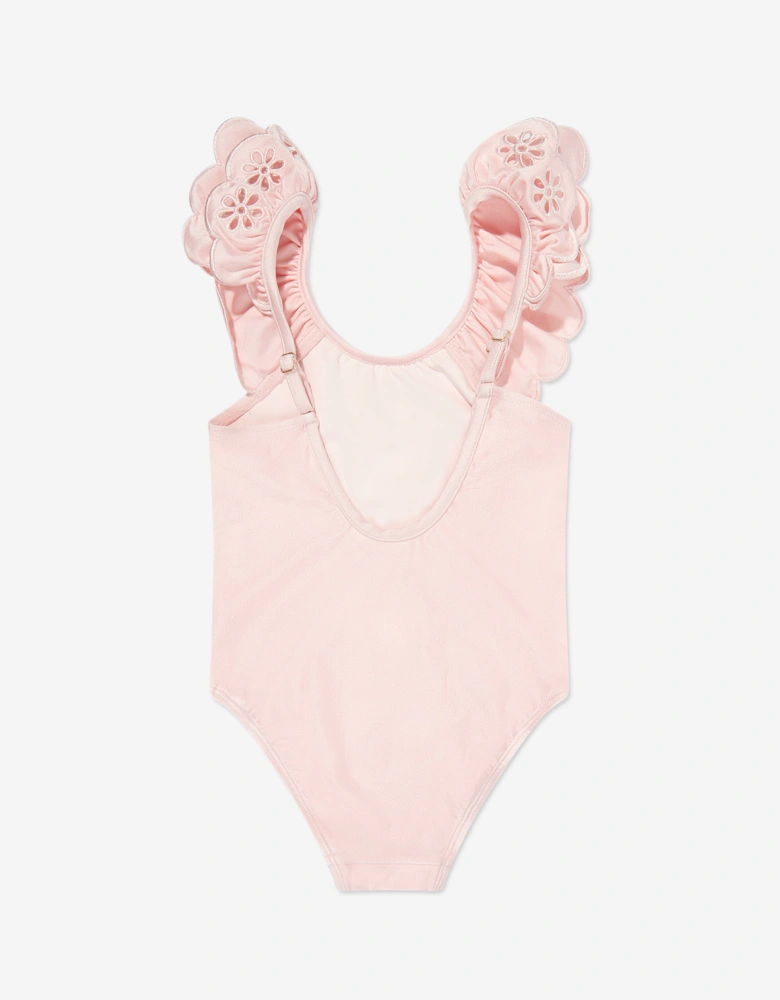 Girls Everley Embroidered Swimsuit in Pink
