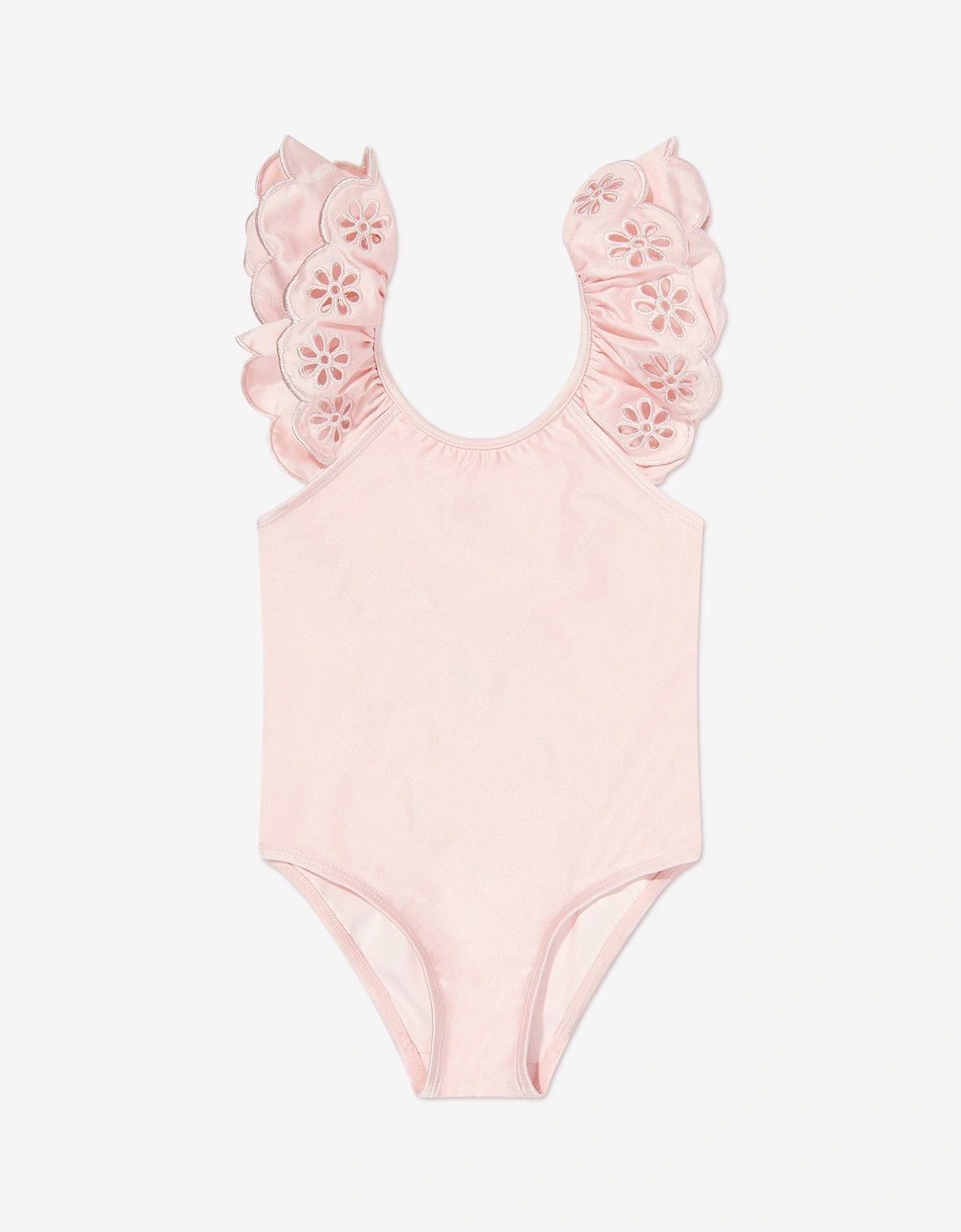 Girls Everley Embroidered Swimsuit in Pink, 5 of 4