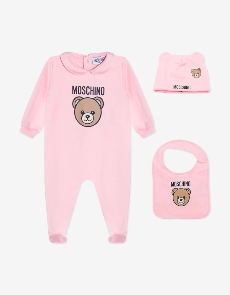 Baby Girls Bear Babygrow Set in Pink