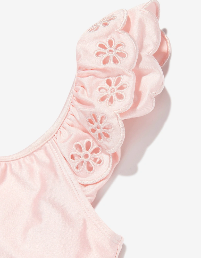 Girls Everley Embroidered Swimsuit in Pink
