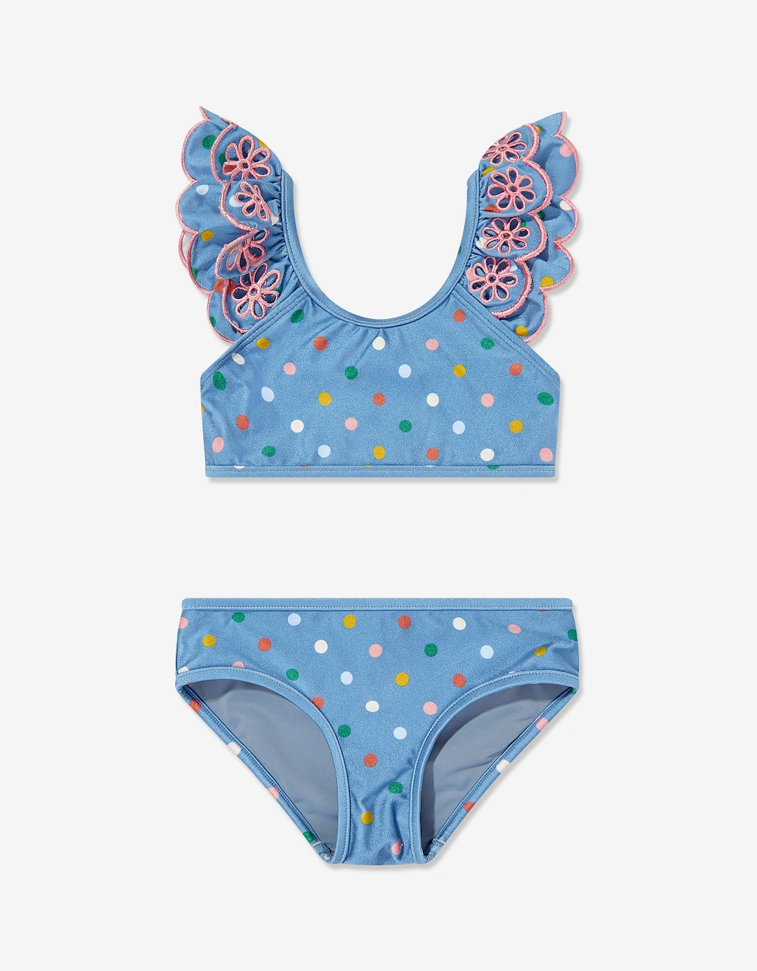 Girls Everley Embroidered Bikini in Blue, 5 of 4
