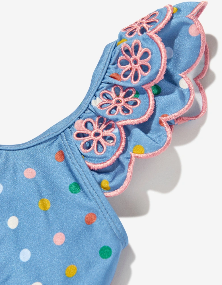 Girls Everley Embroidered Bikini in Blue