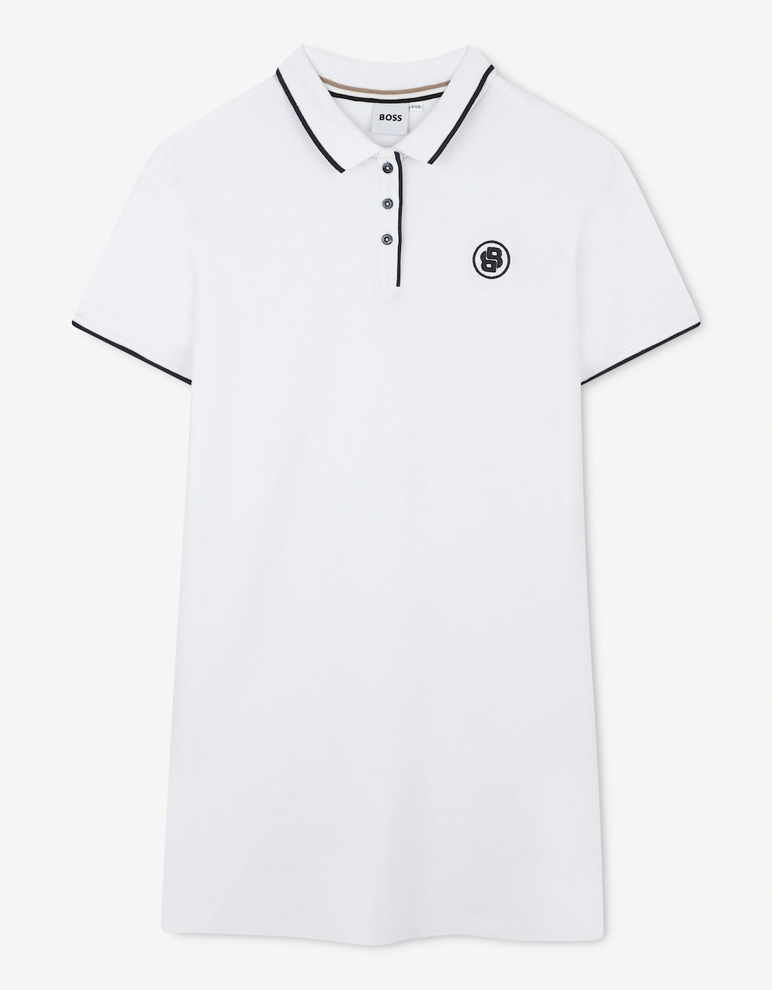 BOSS Girls Double B Polo Dress in White, 5 of 4