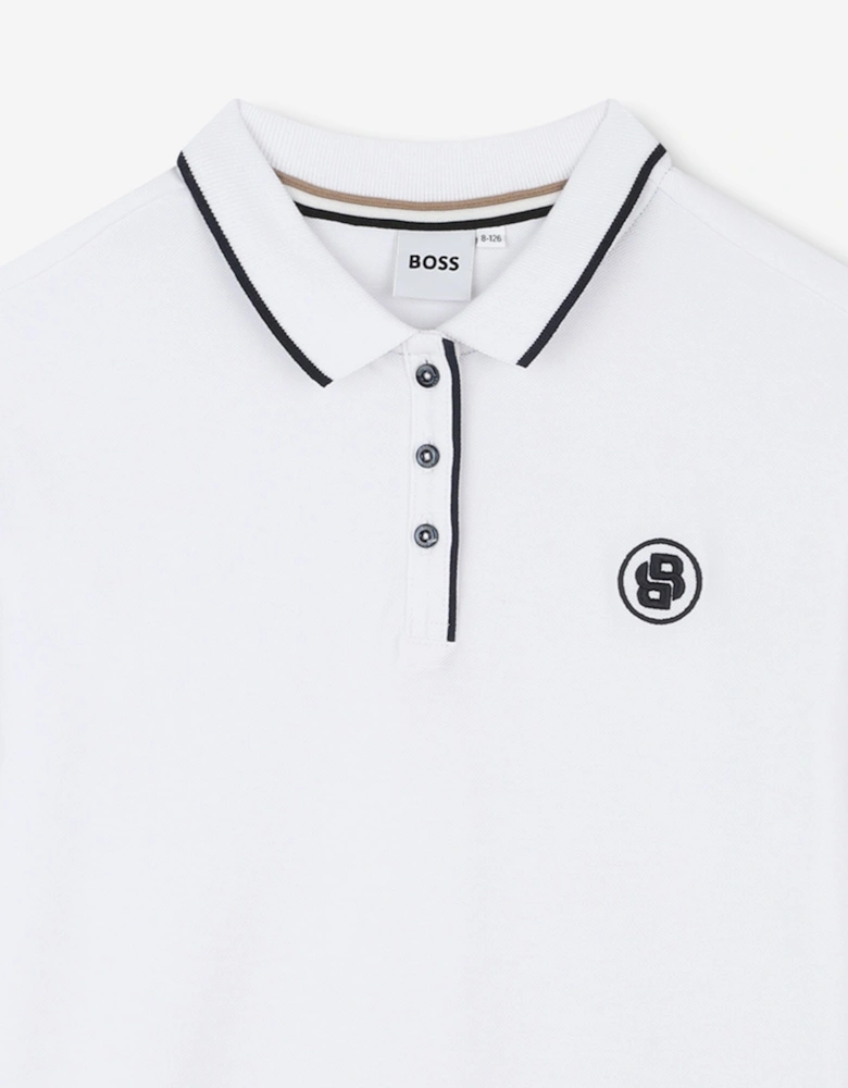 BOSS Girls Double B Polo Dress in White