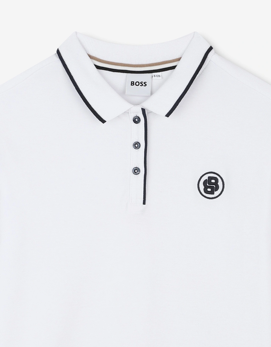 BOSS Girls Double B Polo Dress in White