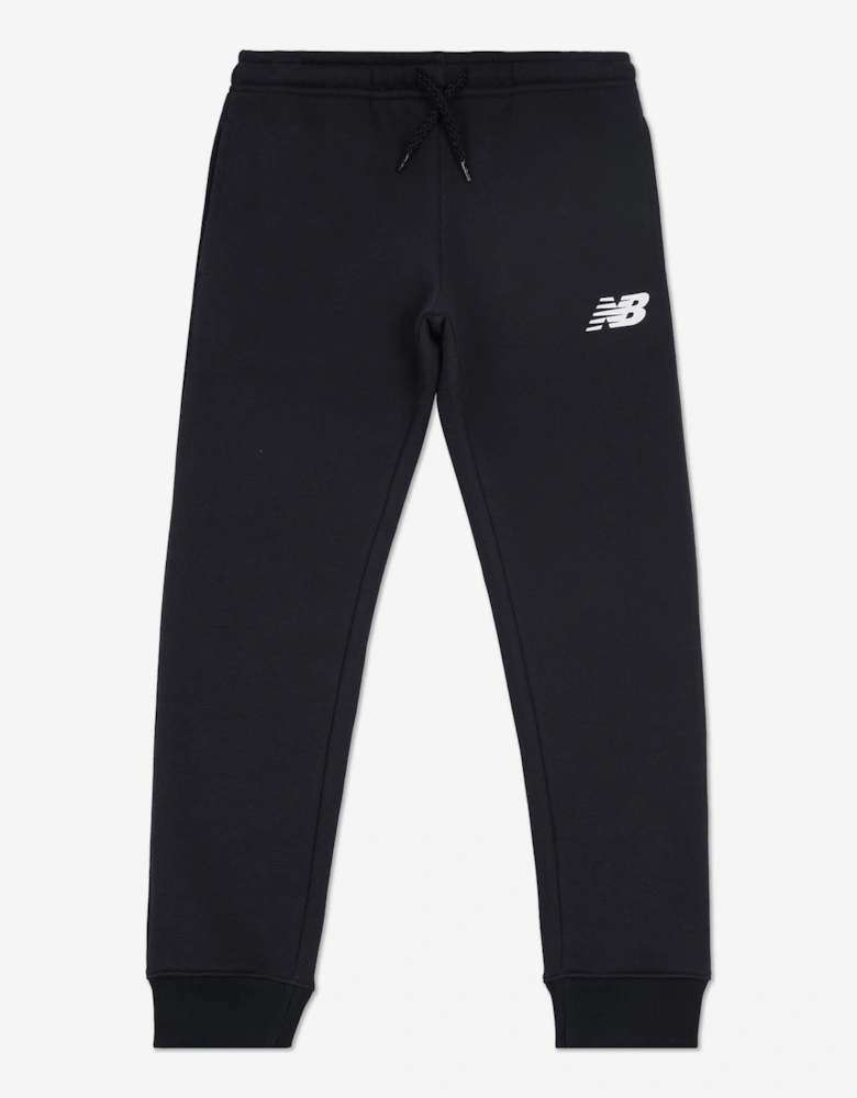 Boys Brush Back Stacked Logo Joggers in Black
